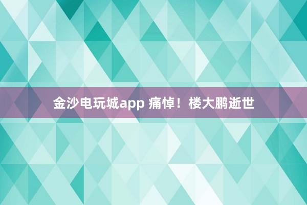 金沙电玩城app 痛悼！楼大鹏逝世